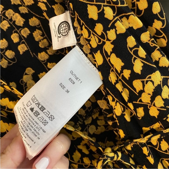 GANNI Dexter goldstone  Ruffled Floral-print Crepe Midi Wrap size 36/ US 4 - Picture 9 of 9